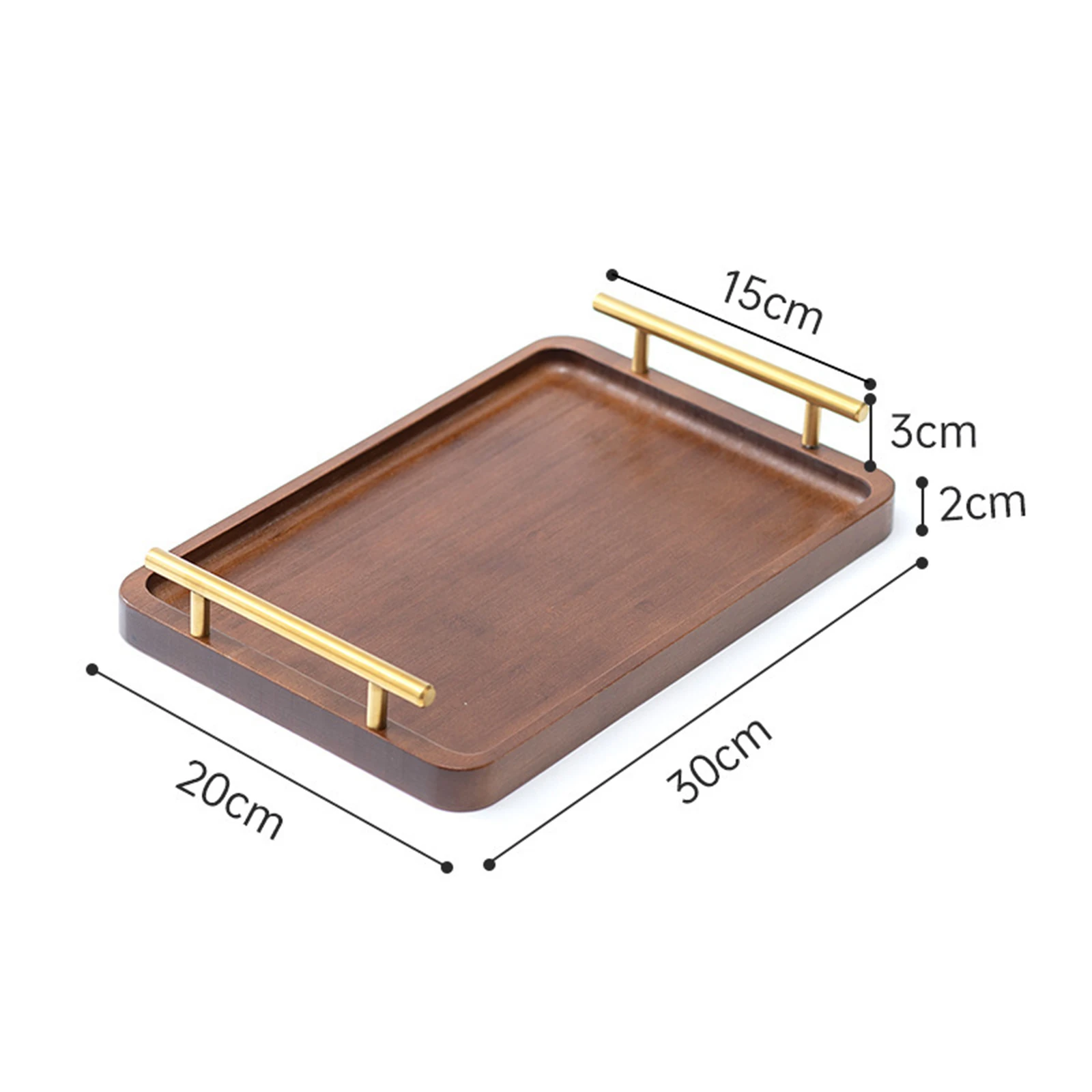 Wooden Serving Tray Decorative Tray with Metal Handles Tea/drink Platter Board Ottoman Tray Snack Tray for Parties Bathroom