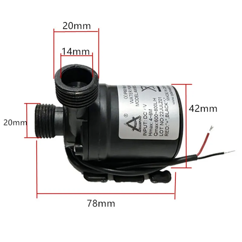 Ultra-quiet 800L/H 5M DC 12V 24V Home Portable Brushless Motor Submersible Water Pump for Cooling System Fountains Heater Mini