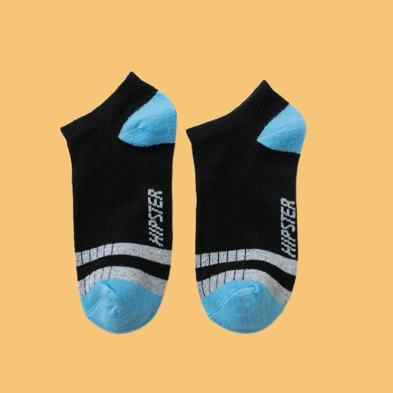 5/10 Pairs Striped Shallow Elastic Boat Socks Short Socks Summer Men's Color Matching Sports Summer Socks Sweat-Absorbing Socks