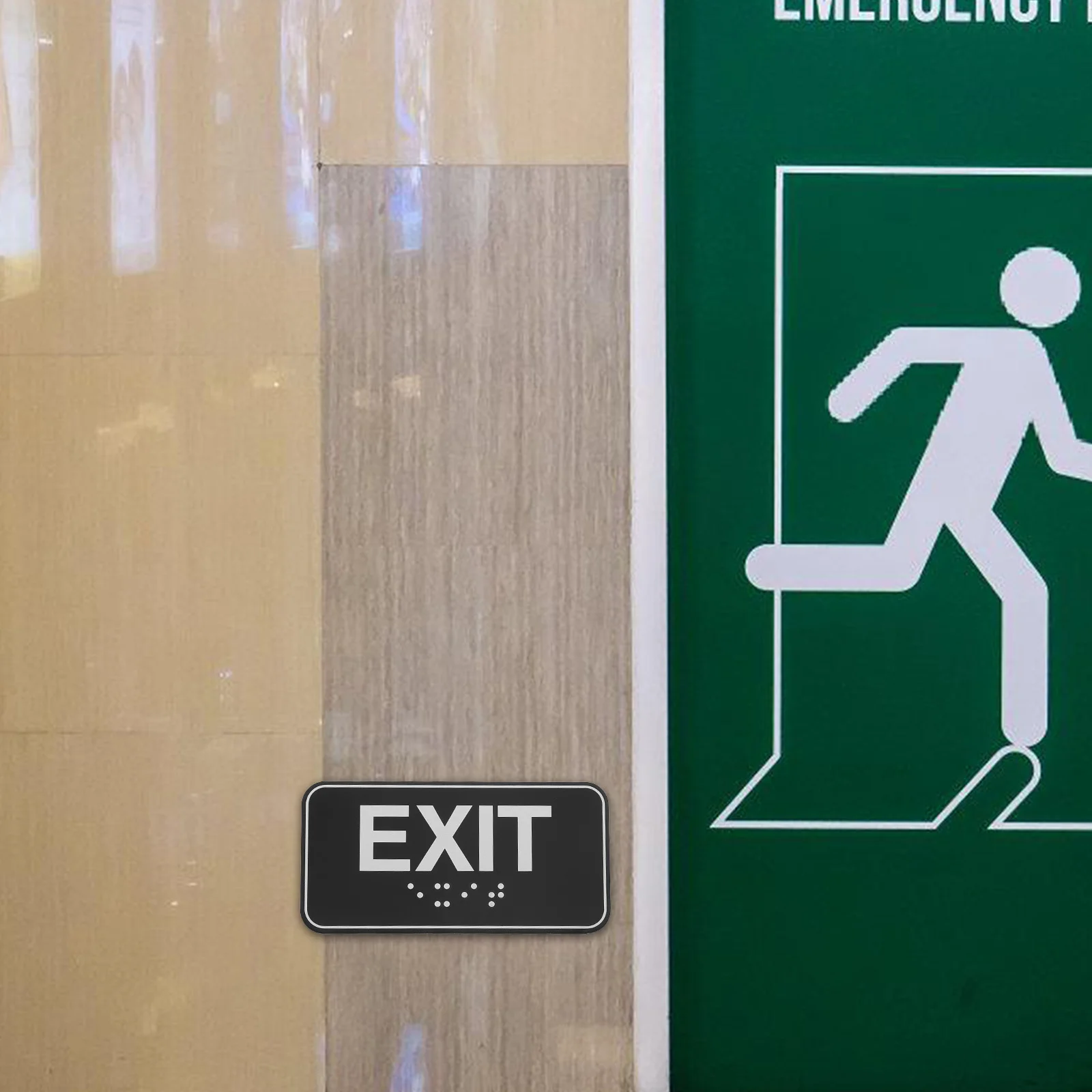 Self-Adhesive Braille Safety Exit Sign Easy Use Corridor Indicator for Public Places Malls Schools Hospitals Corridor Sign