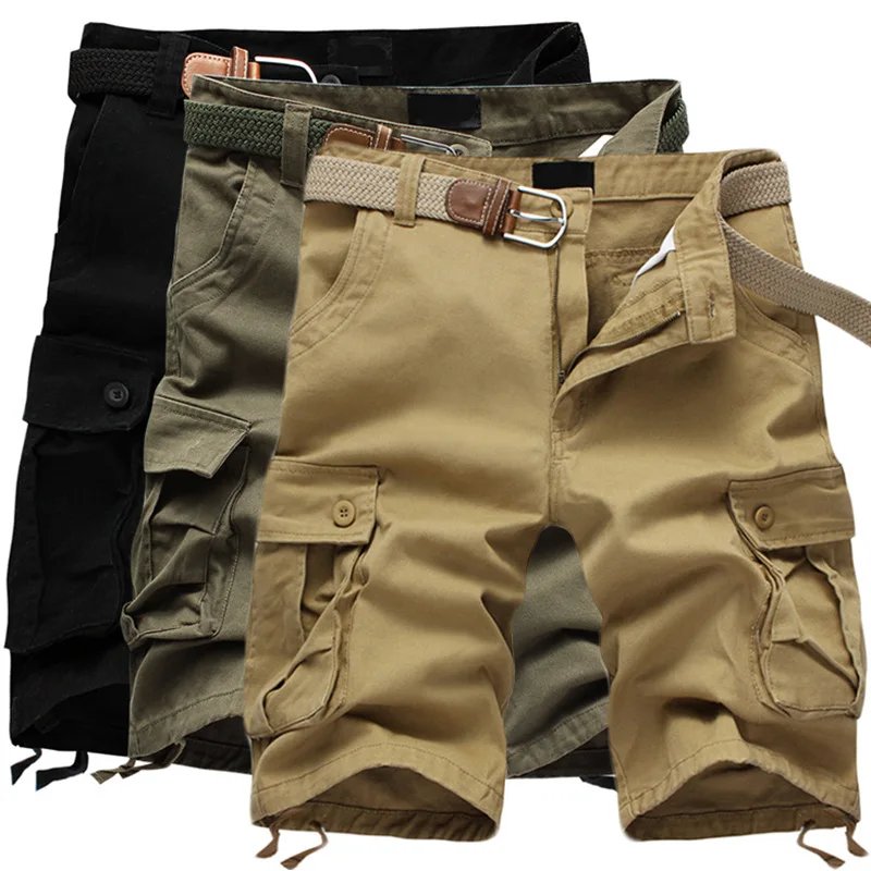 Summer Trendy Workwear Shorts, Men's Pants with Multiple Pockets, Large Size Pure Cotton Casual Pants, Men's Loose Breeches