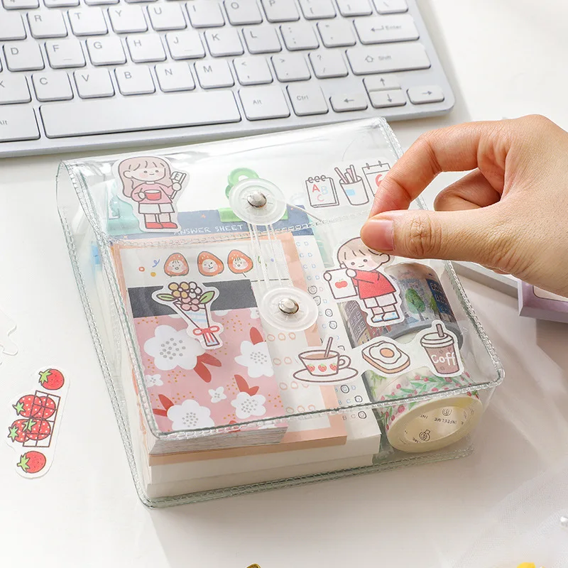 Clear Cosmetic Bag Waterproof PVC Pencil Pouch Toiletry Carry Pouch Portable Organizer Sticker Washi Tape Accessories