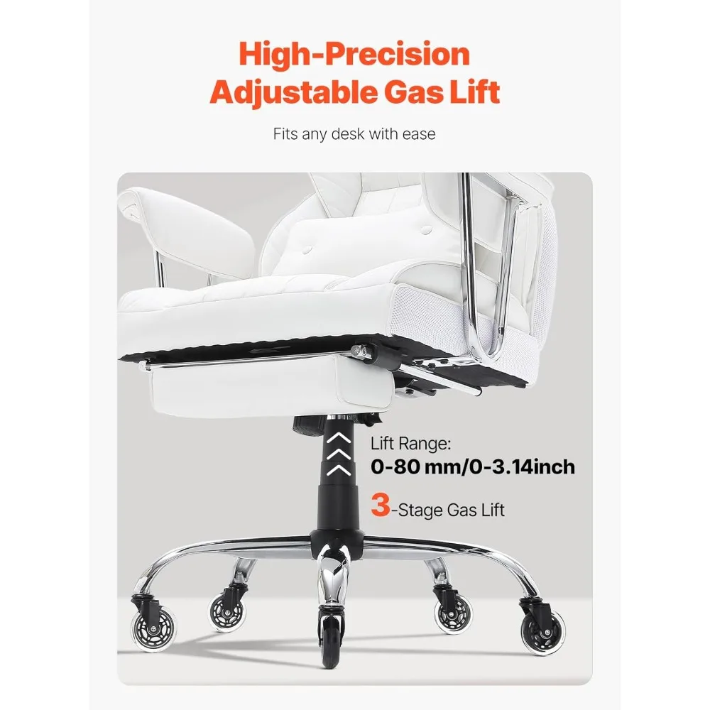 كرسي مكتب VEVOR قابل للاستلقاء مع مسند للقدمين، كرسي مكتب كبير الحجم من جلد البولي يوريثان شديد التحمل، كراسي مكتب تنفيذية كبيرة وطويلة wi #6