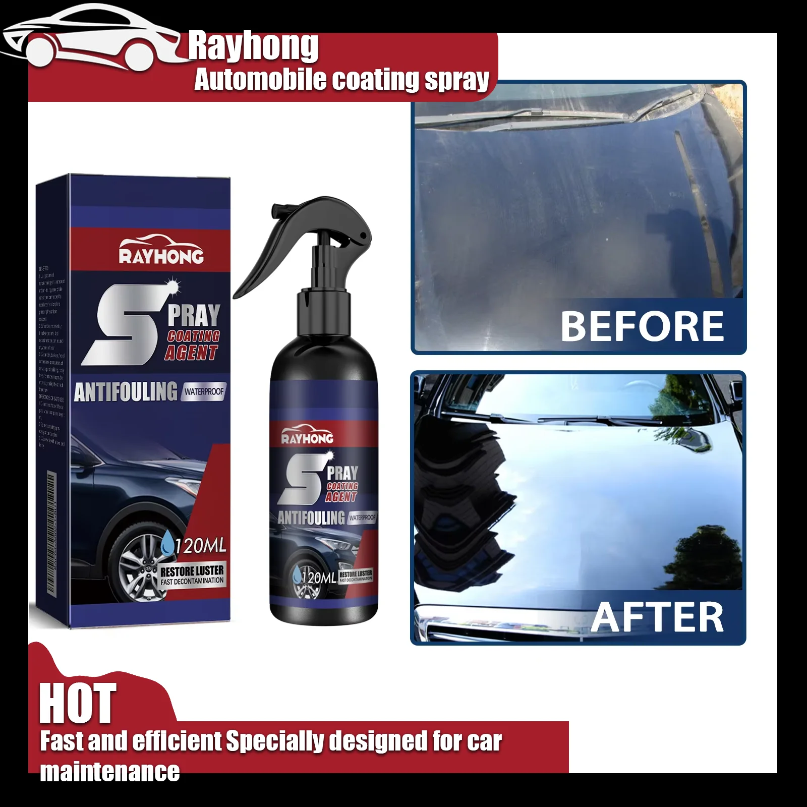 Rayhong Automobile Coating Spray Set Curing Paint Decontamination, Blackening Brightening Automobile Coating Nano Coating Spray