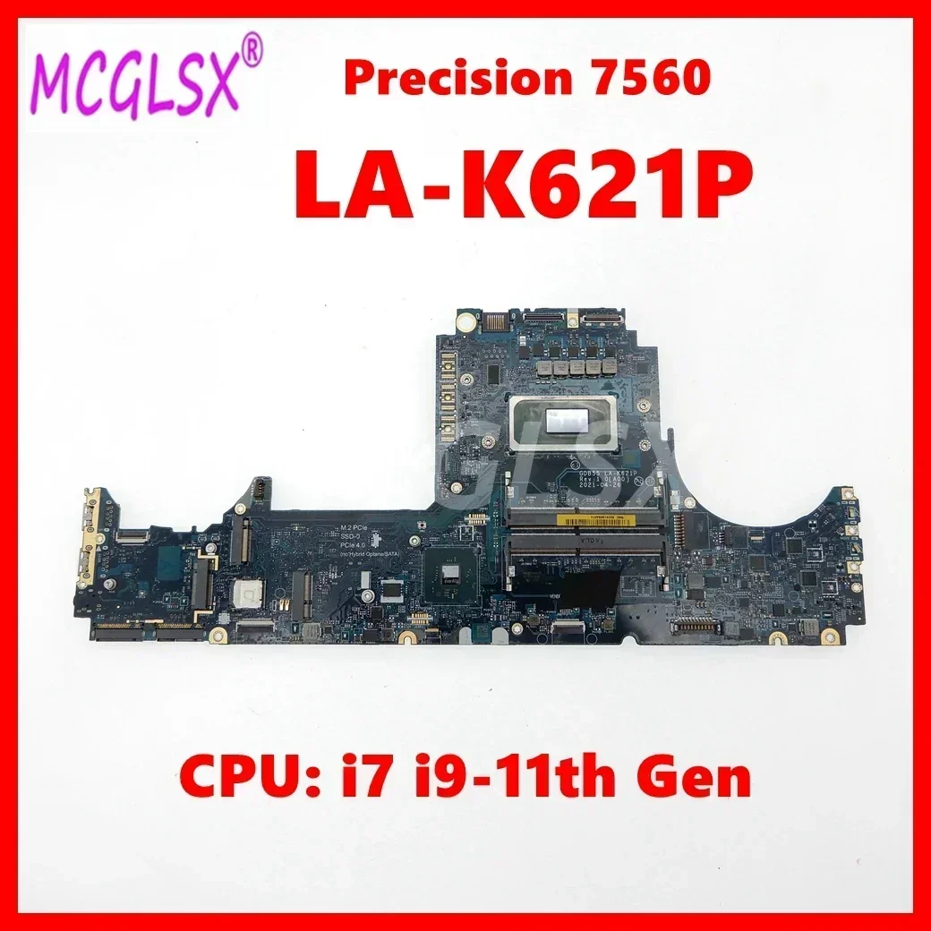 LA-K621P Notebook Mainboard For Dell Precision 7560 Laptop Motherboard DDR4 With i7-11850H CPU 100% Tested OK