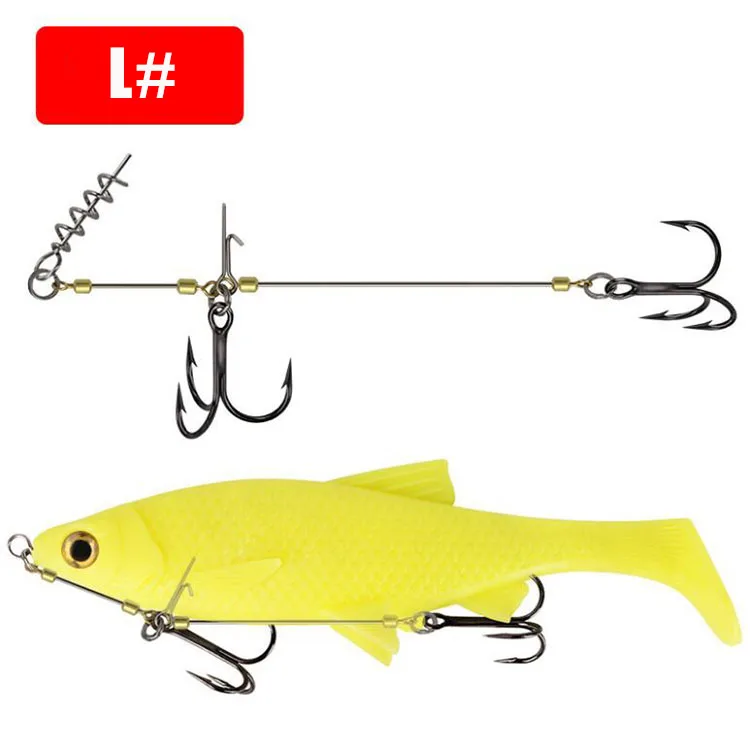 Waterboy S/M/L Fish Screw Rig Kit Double Fishing Treble Hooks W/ Pike Center Pin Shad Belly Stingers  Shallow-Rigging Soft Lure