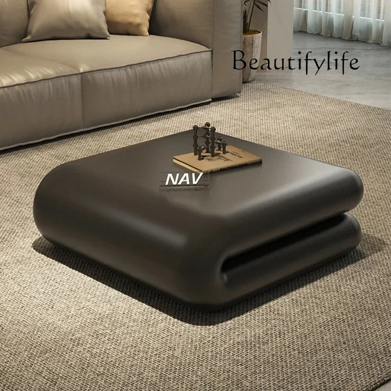 

Italian Minimalist Coffee Table Special-Shaped Black Frp Creative Square Book Coffee Table Artistic Sense