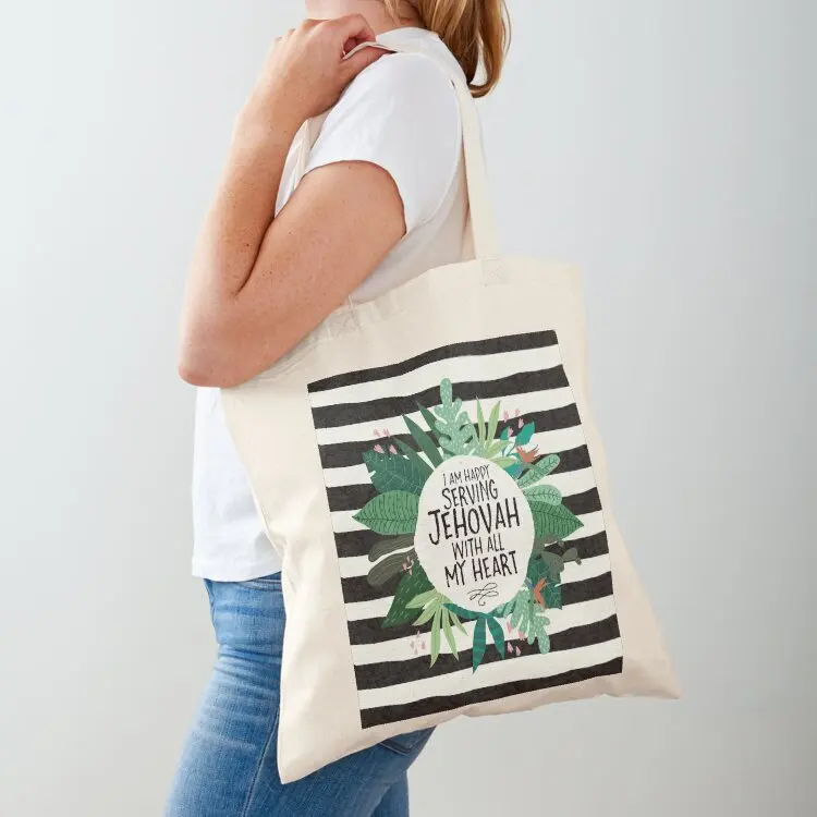 

I AM HAPPY SERVING JEHOVAH WITH ALL MY HEART Tote Bag Shopper handbag Big bag women custom bags Eco bag