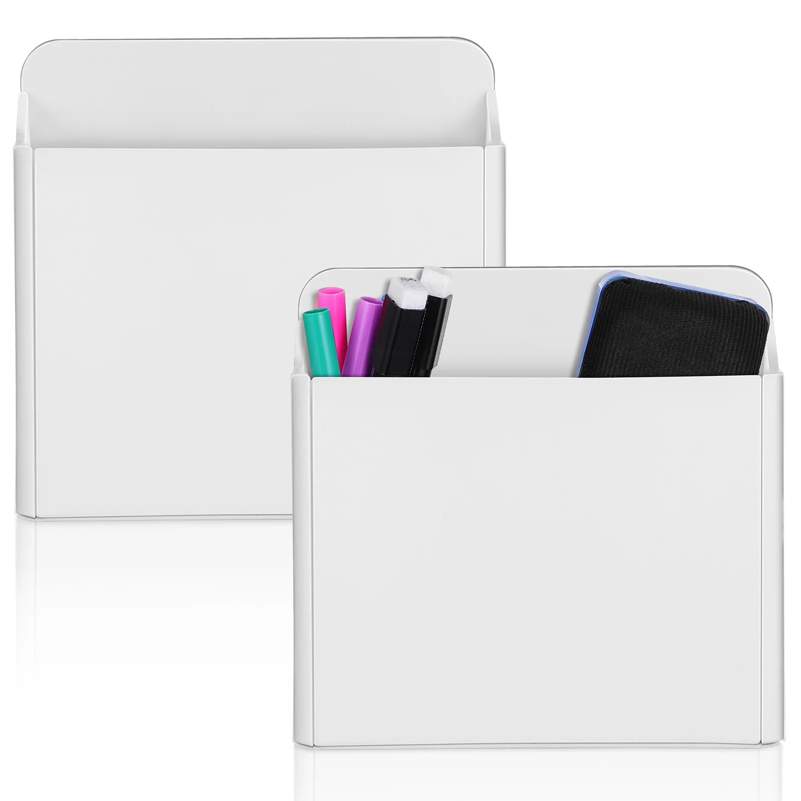 

2Pcs Whiteboard Pen Holder Suction Cup Marker Storage Box Adjustable Compartments Organizer for Office Use Holder for Whiteboard