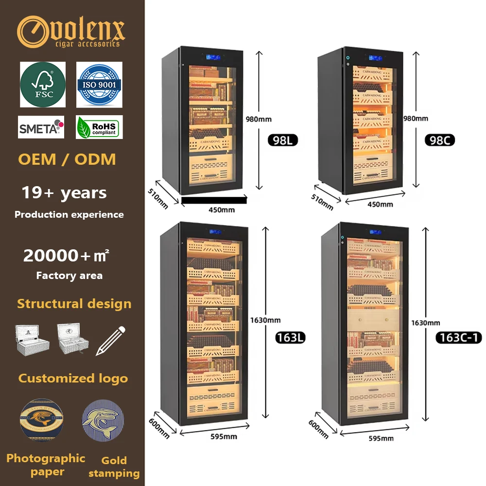WiFi Fingerprint Lock Smart Cigar Cabinet Ionic Purification Constant Climate Control Lacquer Finish Electric Cigar Cabinet