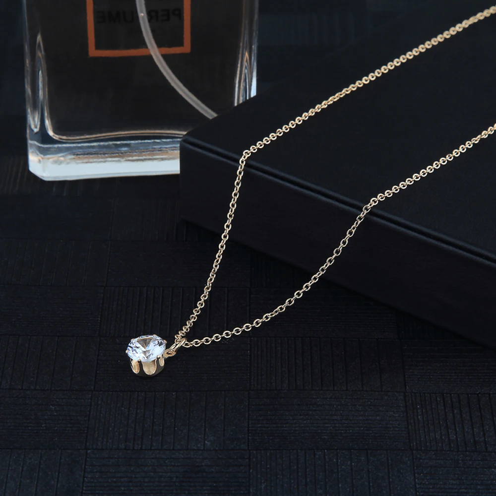Neue Angekommene Gold Farbe Kleine Kristall Anhänger Halsketten für Frauen Valentinstag Schmuck Femme Bijoux Colliers Handgemachte – Detail 2