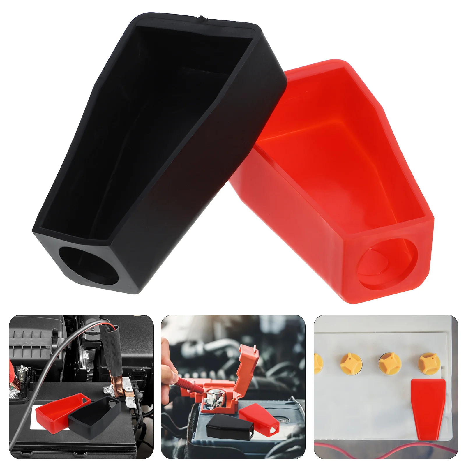 Cubiertas protectoras de terminales, Kit de reemplazo de cubierta protectora de tapas de postes superiores de coche aislantes de plástico duradero, 2 uds.