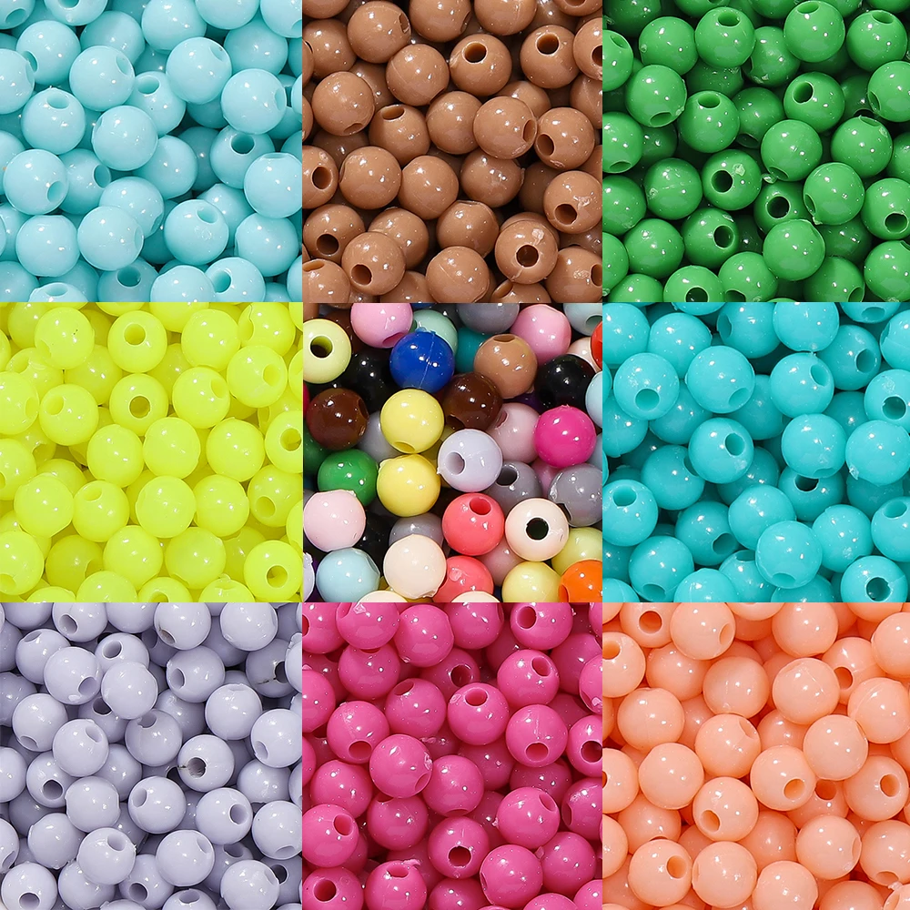 10 g/partia 4mm kolorowy akrylowy okrągły kształt Charm luźne koraliki do ręcznie robiony naszyjnik kolczyka akcesoria do wyrobu biżuterii