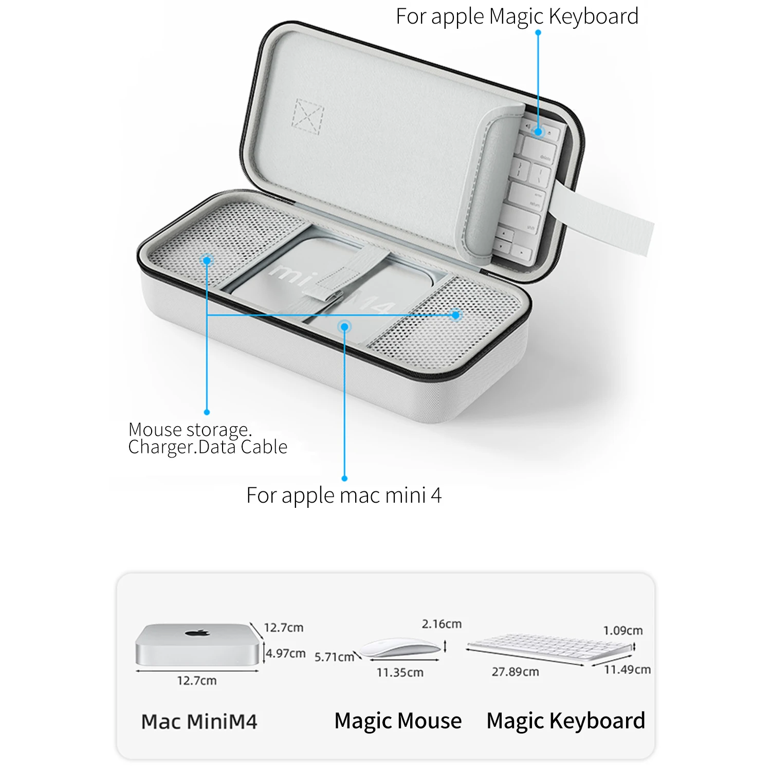 mac mini computer host keyboard organizer portable protective hard case compatible with mac mini m4 pro desktop computer