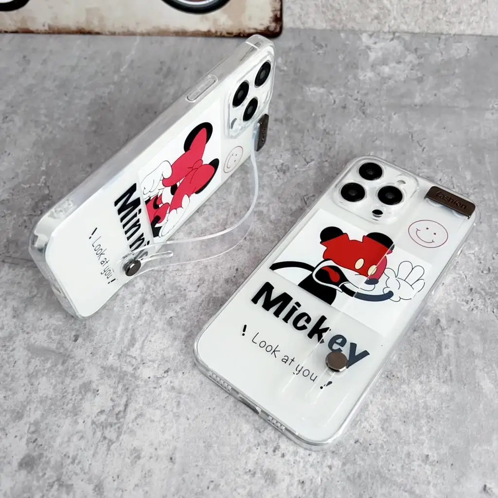 Minnie Mickey untuk Xiaomi Redmi 8 9 10 11 A Note 7 8 9 10 11 12 S Pro casing pemegang tali pergelangan tangan