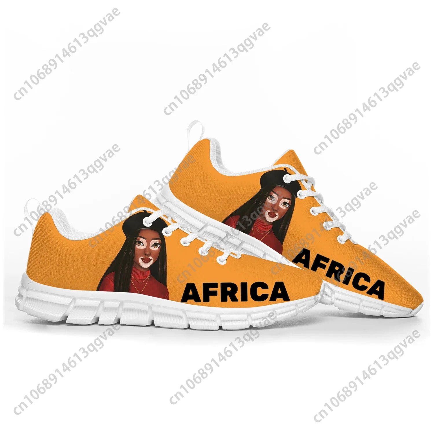 African Woman Black Pop Sports Shoes Mens Womens Teenager Kids Children Sneakers Casual Custom High Quality Couple Shoes White
