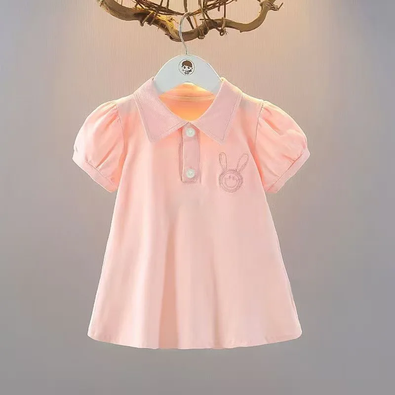 2026 Neues koreanisches Kinderkleid, Mädchen Sommer Casual Cartoon Gestreiftes Kurzarm-Prinzessinnenkleid mit Revers – Detail 19