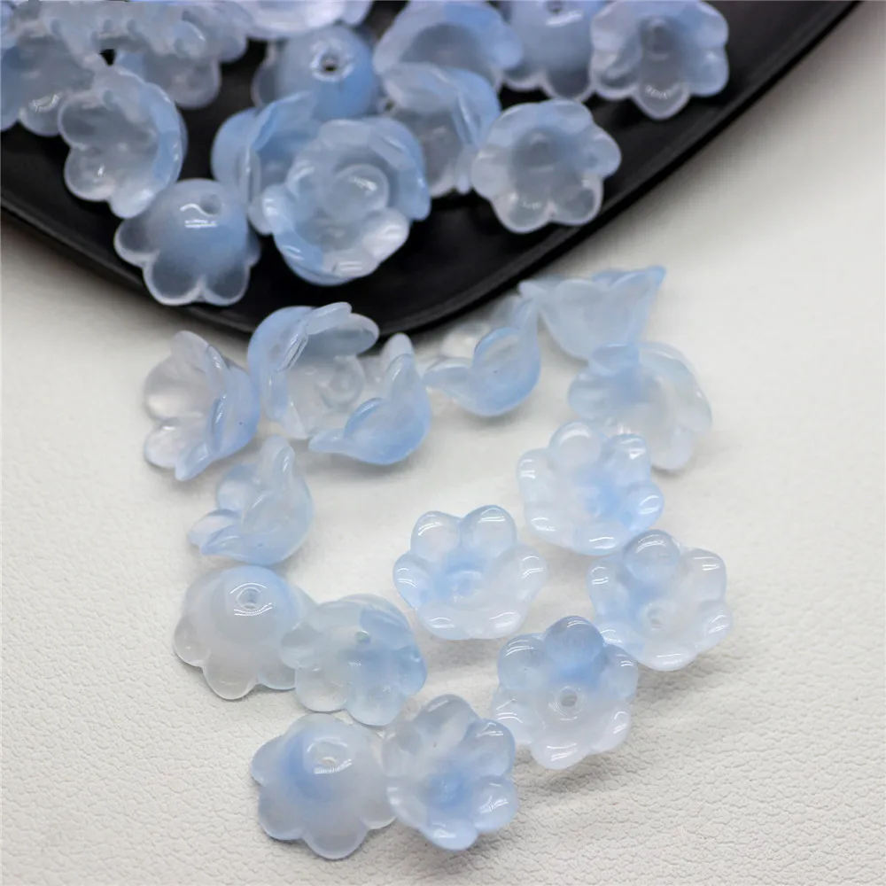 30Pcs/lot 7x12mm Flower Shape Lampwork Crystal Glass Loose Beads for Jewelry Making DIY Earring Keychain Crafts Findings