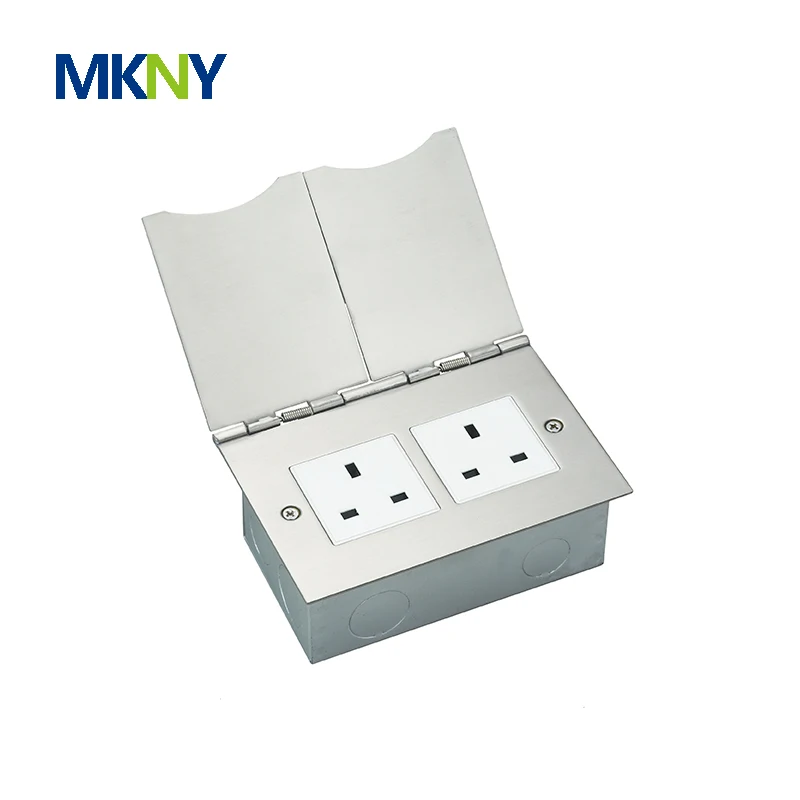 concealed floor sockets Flat Plate Single Socket 1Gang 13Amp Unswitched Spring Cover recessed Plug Hidden Under Lid When Closed