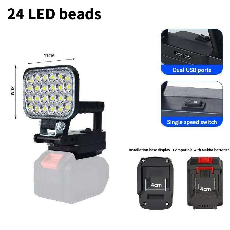 

1/2 шт. портативный набор освещения с литиевой батареей 24 В светодиодный рабочий светильник прожектор аварийное освещение ручной светильник для кемпинга на рабочем месте