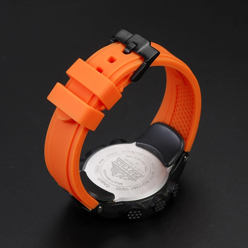 Para Casio ProTrek PRW3000/PRW3100/PRW6000/PRG300 Correa de caucho – Pulsera multicolor impermeable para reloj al aire libre para hombre