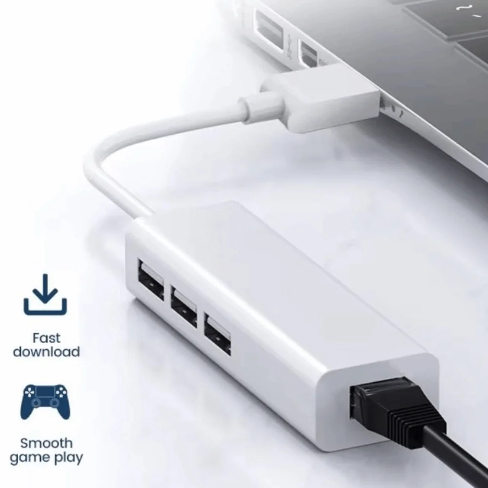 Портативный высокоскоростной USB-адаптер Ethernet, USB 2.0 Type C, USB-хаб, 10/100 Ethernet, 3 порта RJ45, хаб для ноутбука