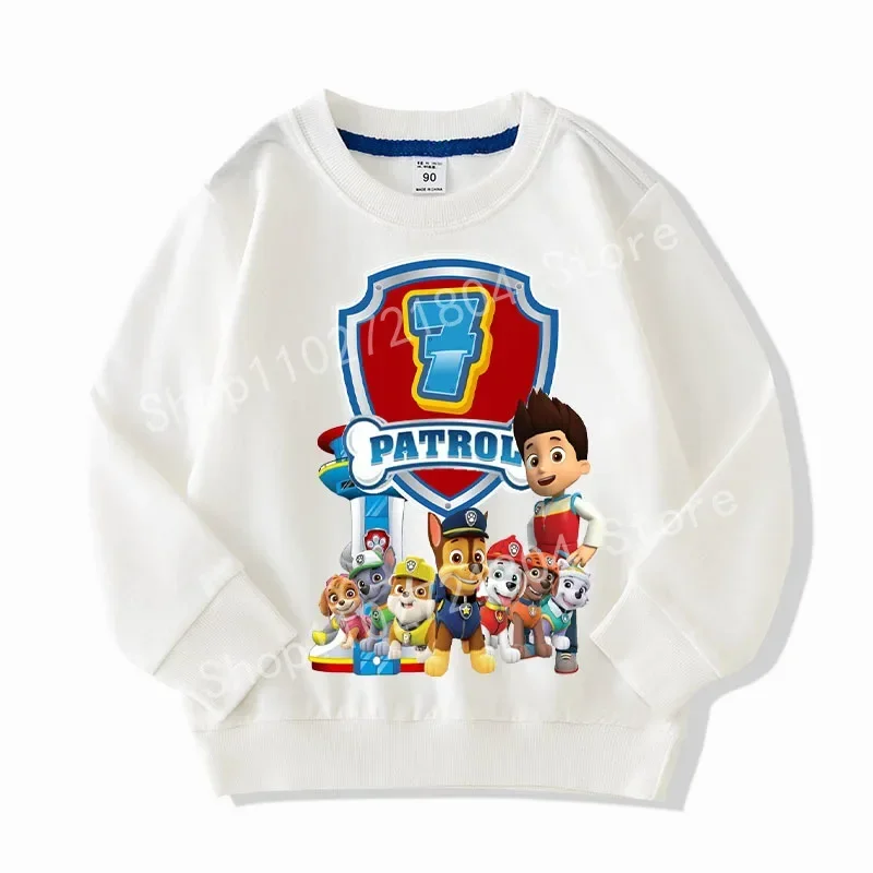 PAW Patrol Number Sweatshirt Kid's Round Neck Cartoon Printing Hoodless Pullover Autumn Sports Sweater Cute Anime Cotton Clothes