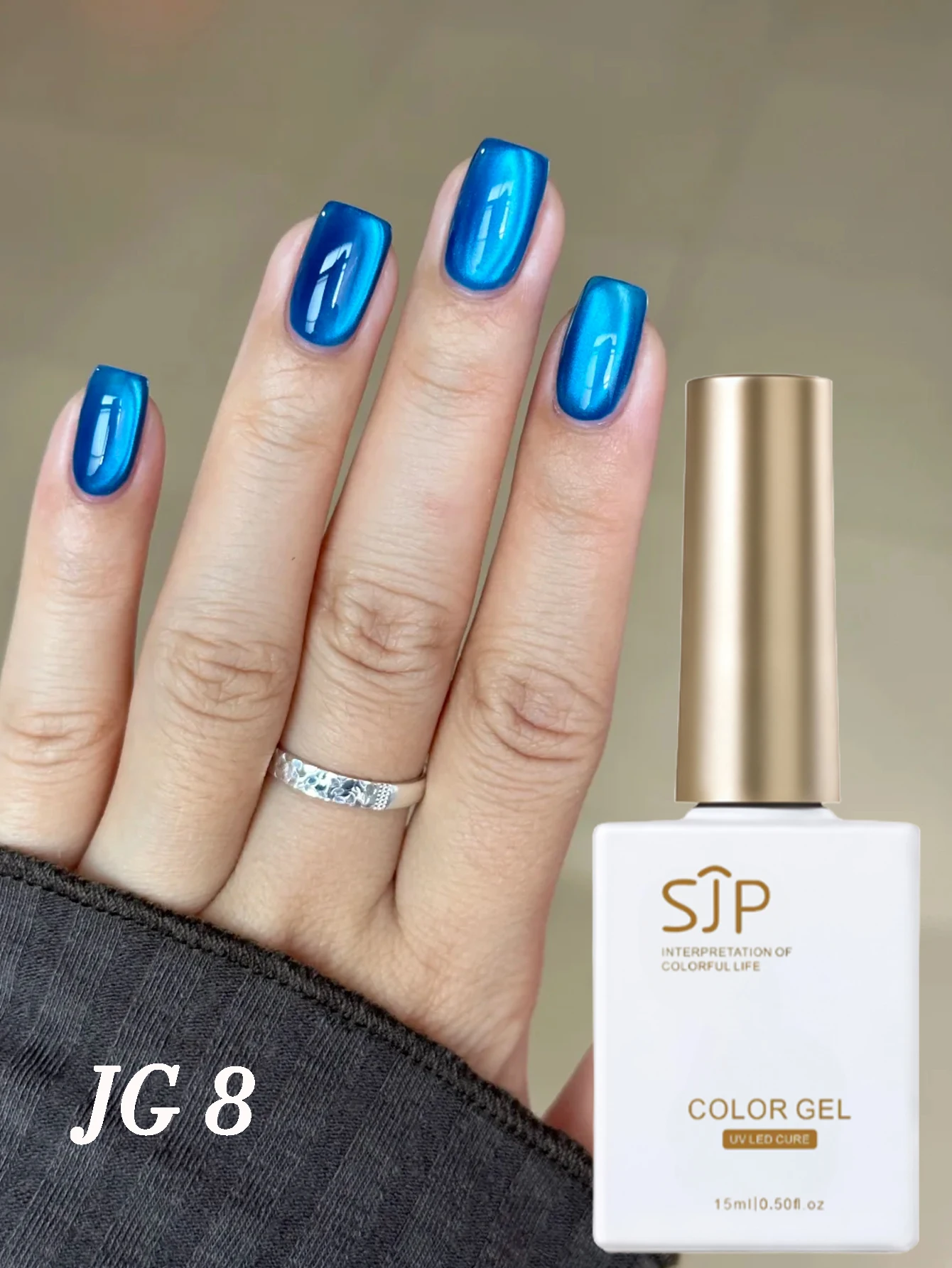 15ML 1 Uds novedad de verano estilo cuentas de vidrio azul esmalte de uñas de Gel de ojo de gato esmalte de uñas de cristal azul uñas azules uñas blancas