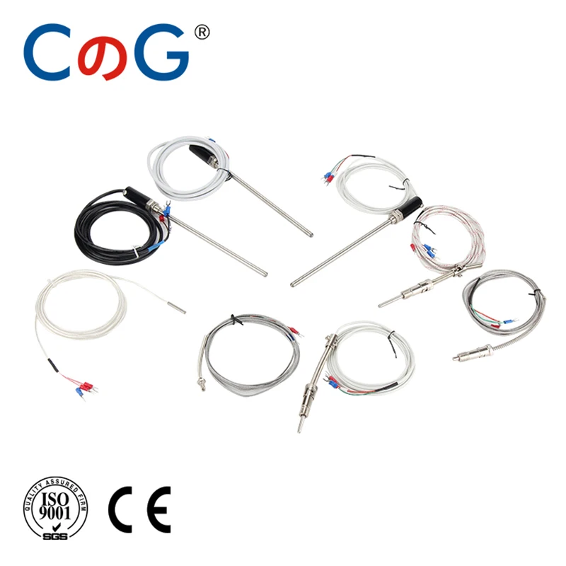 CG 4mm*30mm K J PT100 1m 2m 3m 5m 10m Probe Type Shielded Braide Wire Thermocouple Temperature Sensor For Temperature Controller