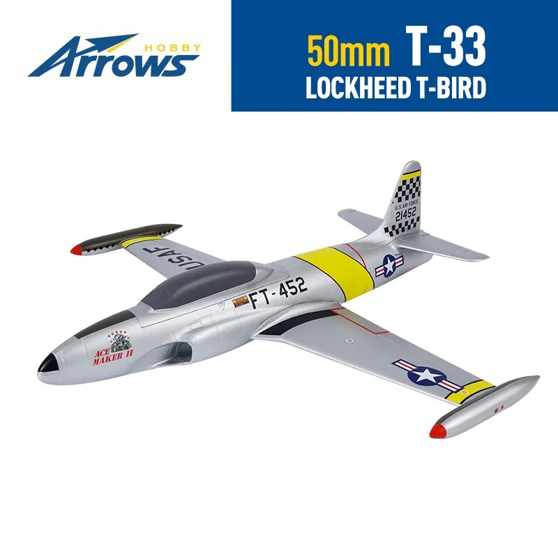 Blue Arrow Model 50mm T-33 Simulation Entry-Level Hand-Dropping Sports Machine Fixed-Wing Electric Remote Control Aircraft T33