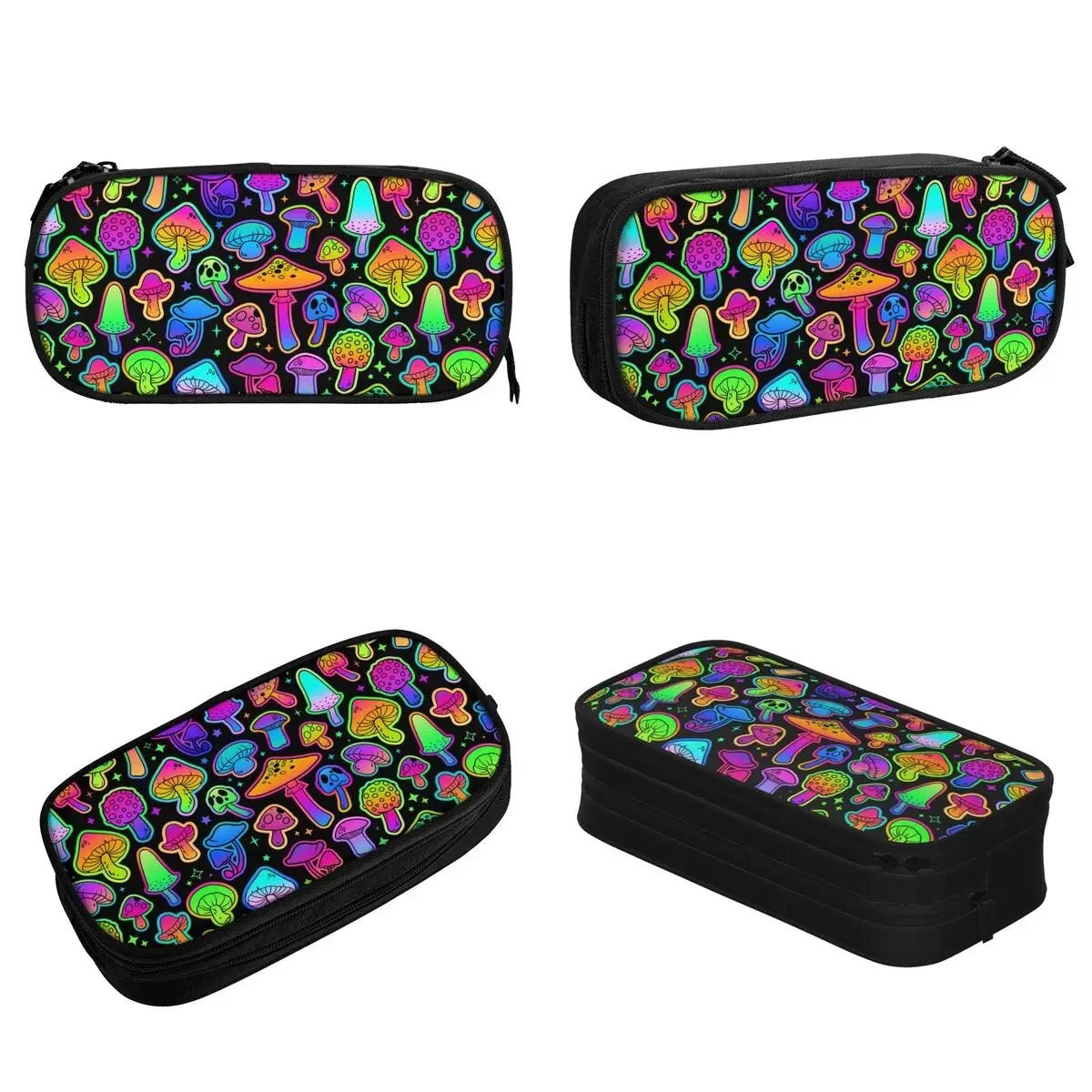 Colorful Mushrooms Pencil Case Classic Psychedelic Pen Box Bags Girls Boys Big Capacity School Supplies Cosmetic Pencilcases