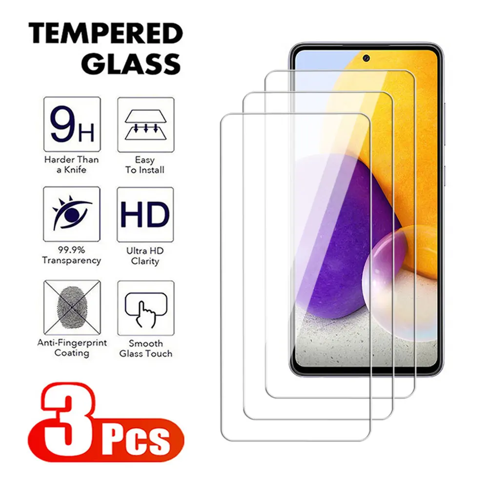 3Pcs 9H Tempered Glass For Samsung Galaxy A41 A42 A51 A52 A53 A54 A55 A71 A72 A73  Scren Protector For Samsung S10E Note 10 Lite