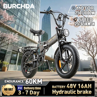 BURCHDA R7 1000W45KM/H Foldable Electric Bicycle 48V16AH Lithium Battery 20Inch Fatbike Powerful Electric Motorcycle For Adults