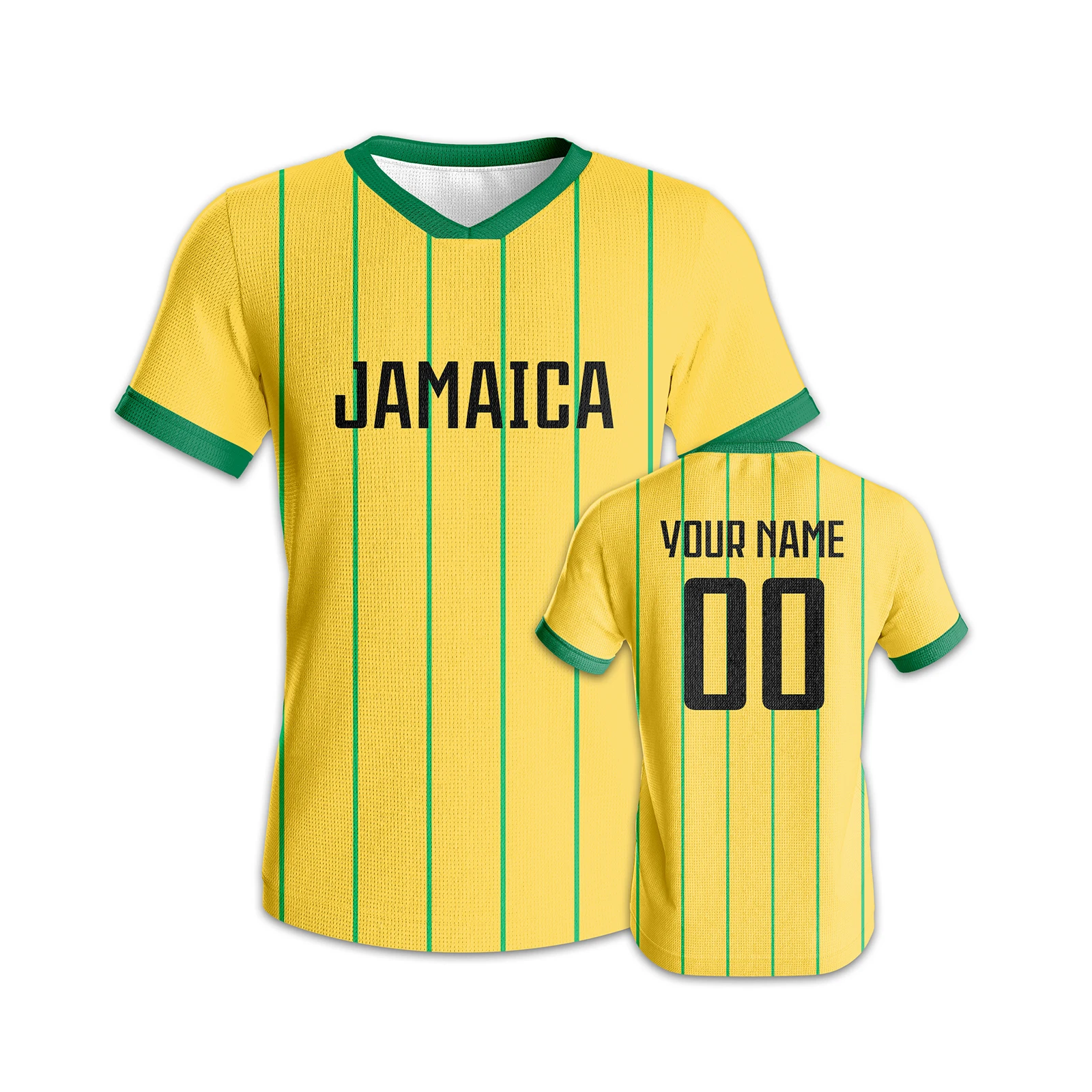 Custom Jamaica Football Jersey Quick-Dry Youth Soccer Kit Personalized Name Number Sports Team Training Uniform for Adults Fans