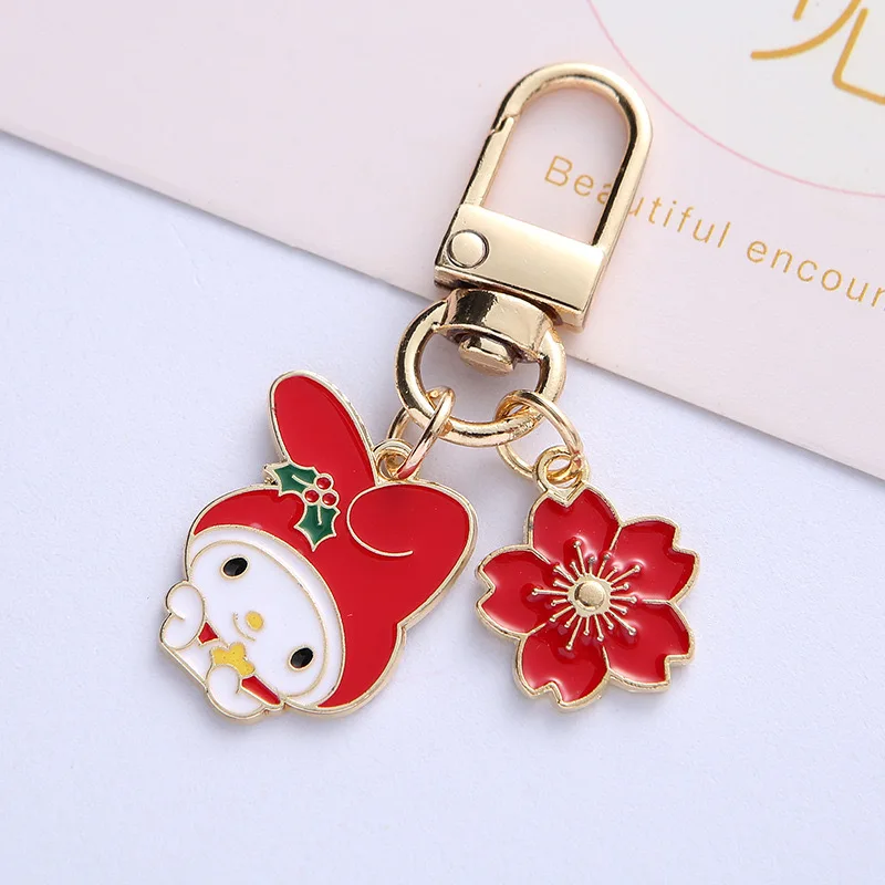 Sanrio Hello Kitty Keychain Anime Cartoon Cherry Blossoms Pendant Car Key Ring Schoolbag Decoration Ornaments Jewelry Gifts