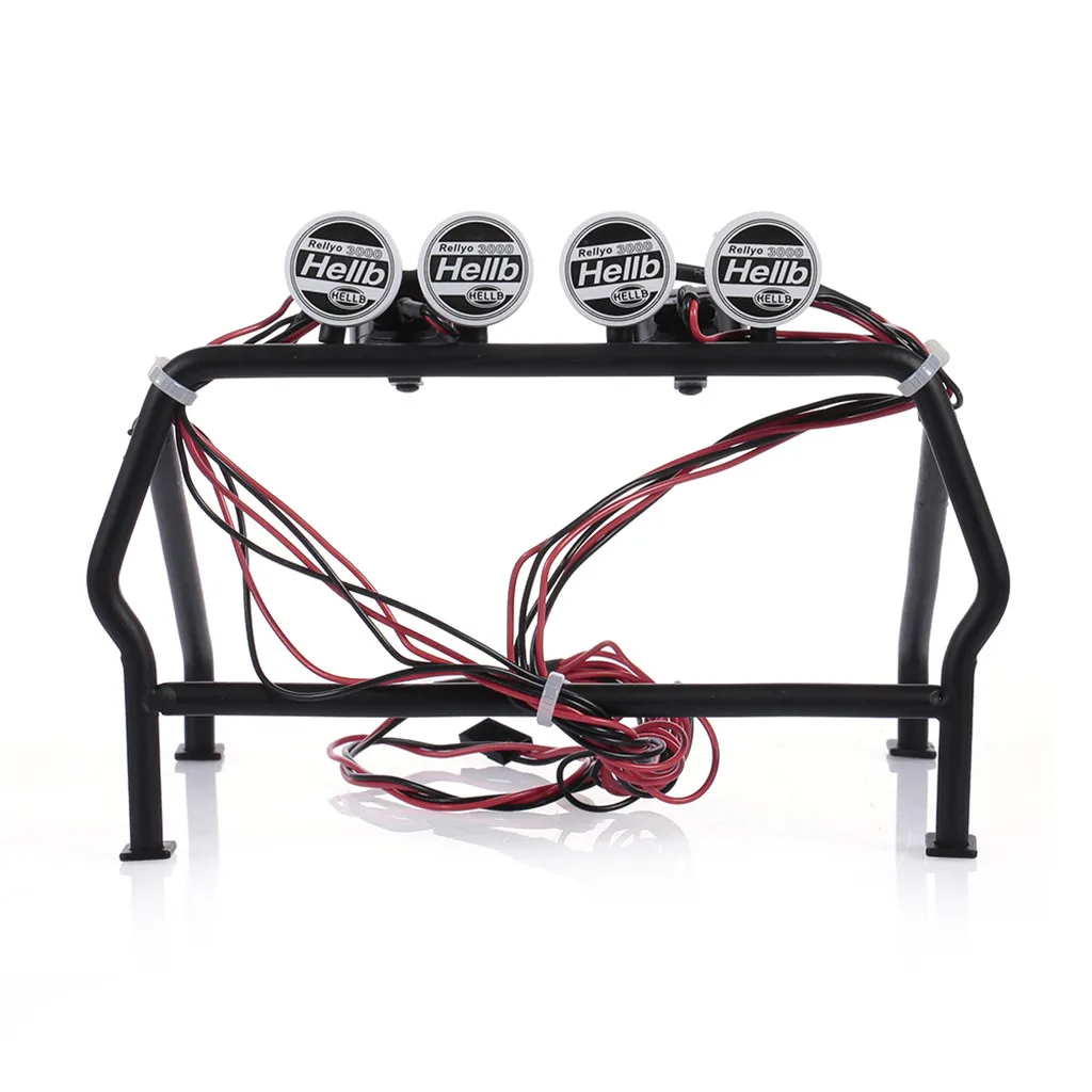 Car Light Metal Roll Cage Bucket with 6 LED Light Metal Barrel Cage for RC 1/10 Rc4wd Tamiya Axial Remote Car Parts Accessories