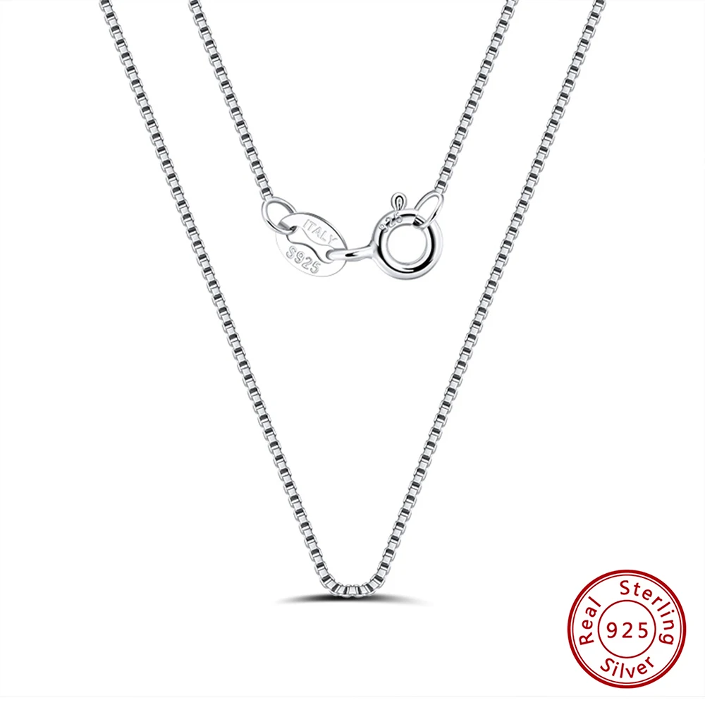 

KISS MANDY 0.6MM 925 Sterling Silver 16-24 inch Fine Box Chain Necklace For Women DIY High Quality Rhodium Plated Jewelry SC07
