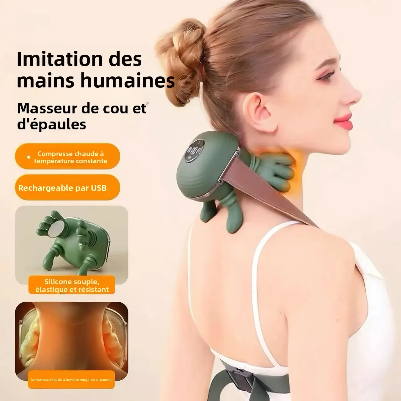 Nouveau Masseur Cervical 4D Simulé avec Écran LCD 2026 pour Épaules, Cou et Trapèzes – Cadeau d'Anniversaire