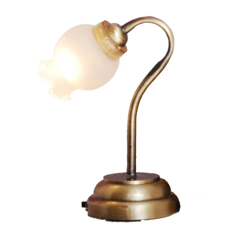 1/12 Puppenhaus Vintage Mini Tisch lampe mit LED-Licht Modell für 1/12 Puppenhaus Miniatur zubehör