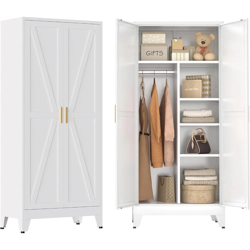 Metal Combination Cabinet, Wardrobe Closet Cabinets with and Shelves, 71