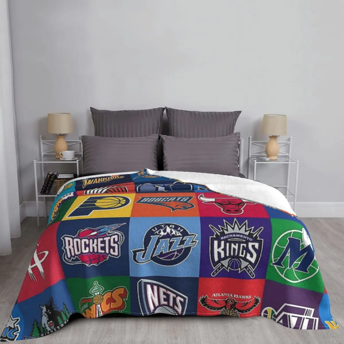 Basketball USA Poster Blanket Bedspread On The Bed Vintage For Bed