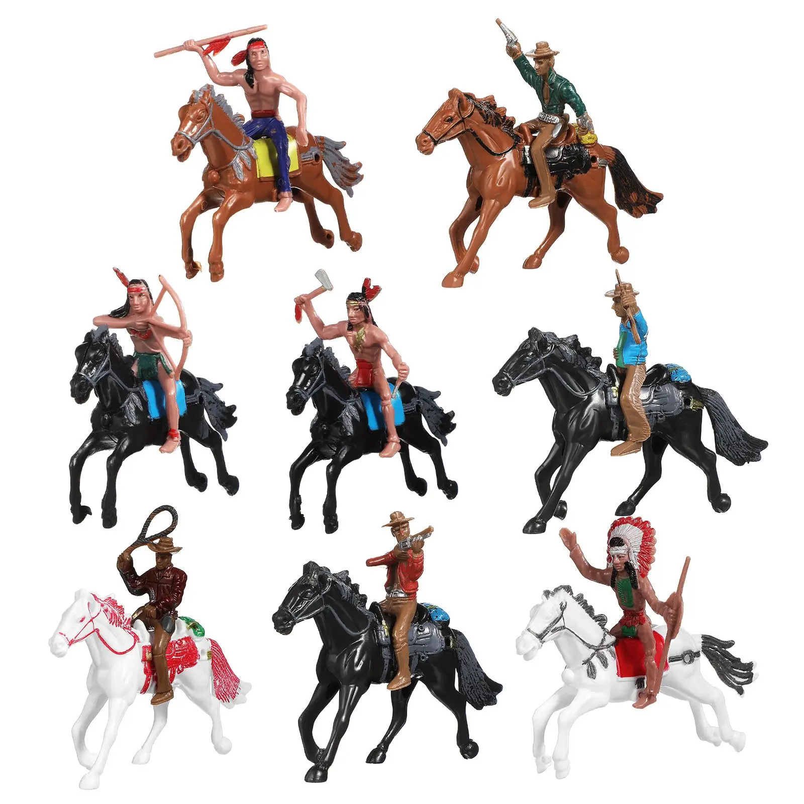 Cowboy Toys Plastic Figures Decorations Riding Figures Kids Models Character Model Toy Lifelike Details Strong Sturdy Compact