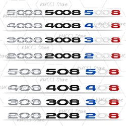 3D Car Sticker For 208 2008 308 3008 408 4008 508 5008 Lettering GT Line New French Tricolor Logo Metal Emblem Badge Decals