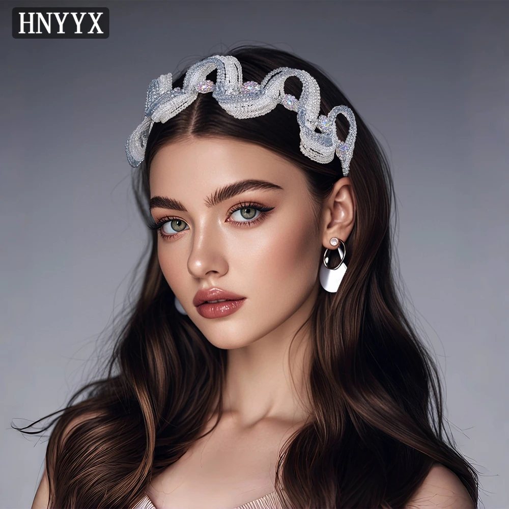 YouLaPan Luxury Beadede Bride Headband Handmade Wave Hair Hoop Elegant Women Wedding Party Evening Hair Jewelry Accessories A349