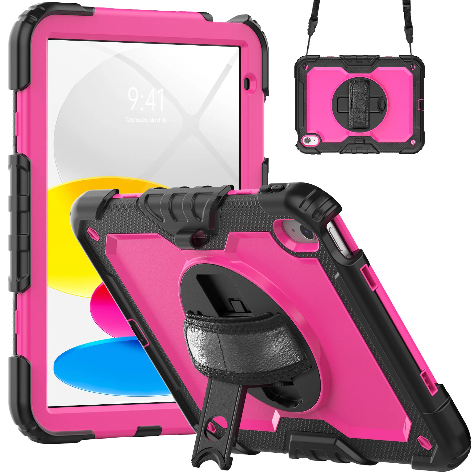 

With Screen Protector Hybrid Case Universal For iPad 2025 11" A16 11th 10.9 2022 10th Gen. 360 Rotatable Stand Heavy Duty Cover
