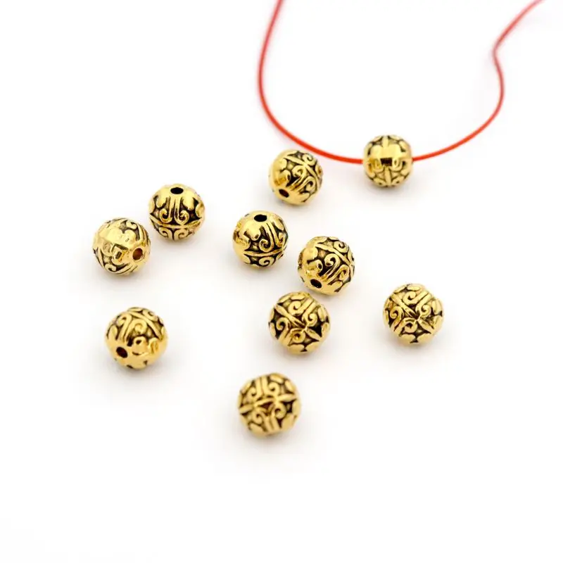 

50pcs 7mm Antique Gold Color Round Loose Metal Spacer Beads For Jewelry Making DIy Finding Accessories Bracelet Wholesale
