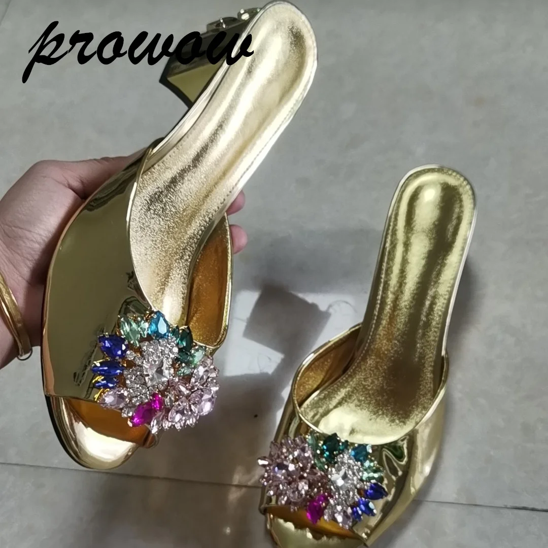 

Prowow/Новые босоножки без шнуровки на толстом каблуке с кристаллами и бриллиантами, женская обувь Zapatos Mujer