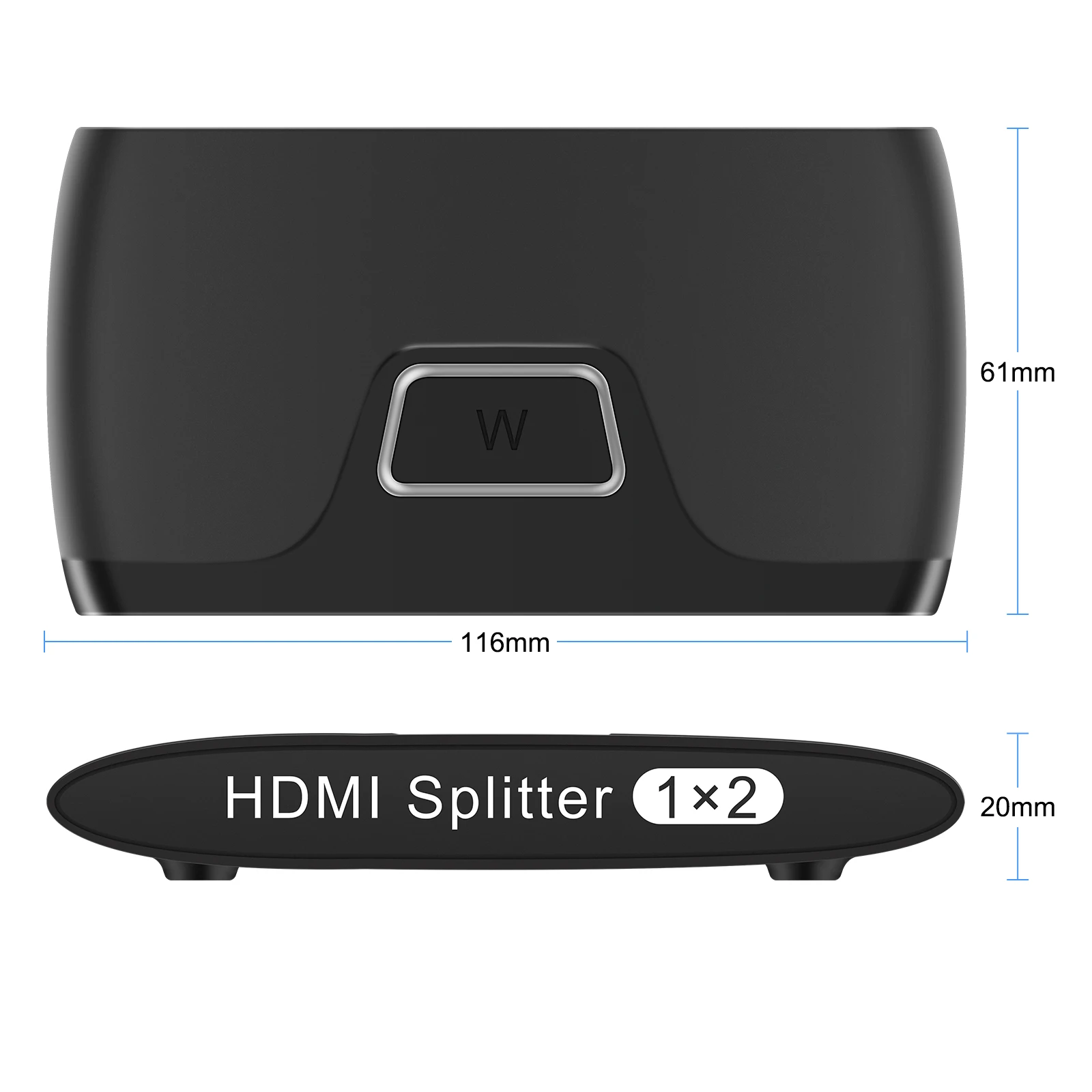 Divisor HDMI 1 × 2 Full HD 2160P HDR extensor 1 en 2 salida HDMI 2,0 4k x 2k/60Hz, compatible con HDCP 2,2 para PC,DVR,HDTV ,STB,DVD proyector