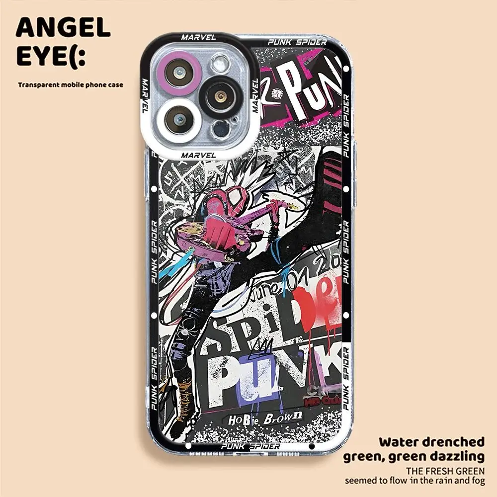 Marvel Spider Man Punk  Phone Case for Apple iPhone 13 12 Mini 8 Plus XS X 7 14 Pro Max 11 Pro SE 15 Pro XR Cover