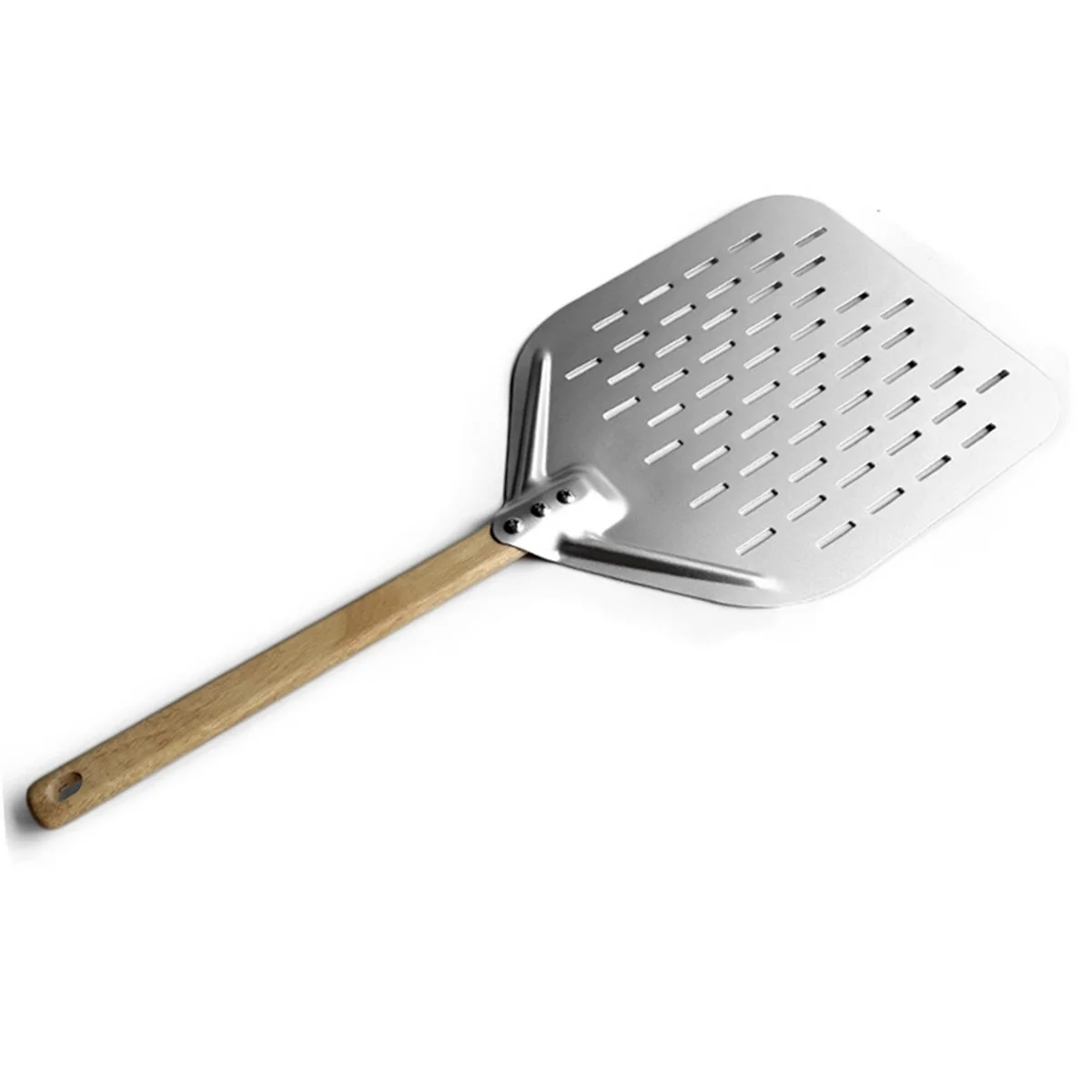 Pizza Shovel 12Inch Pizza Shovel with Wood Handle Non-Stick Perforated Pizza Shovel Pizza Peel Shovel Baking Tool